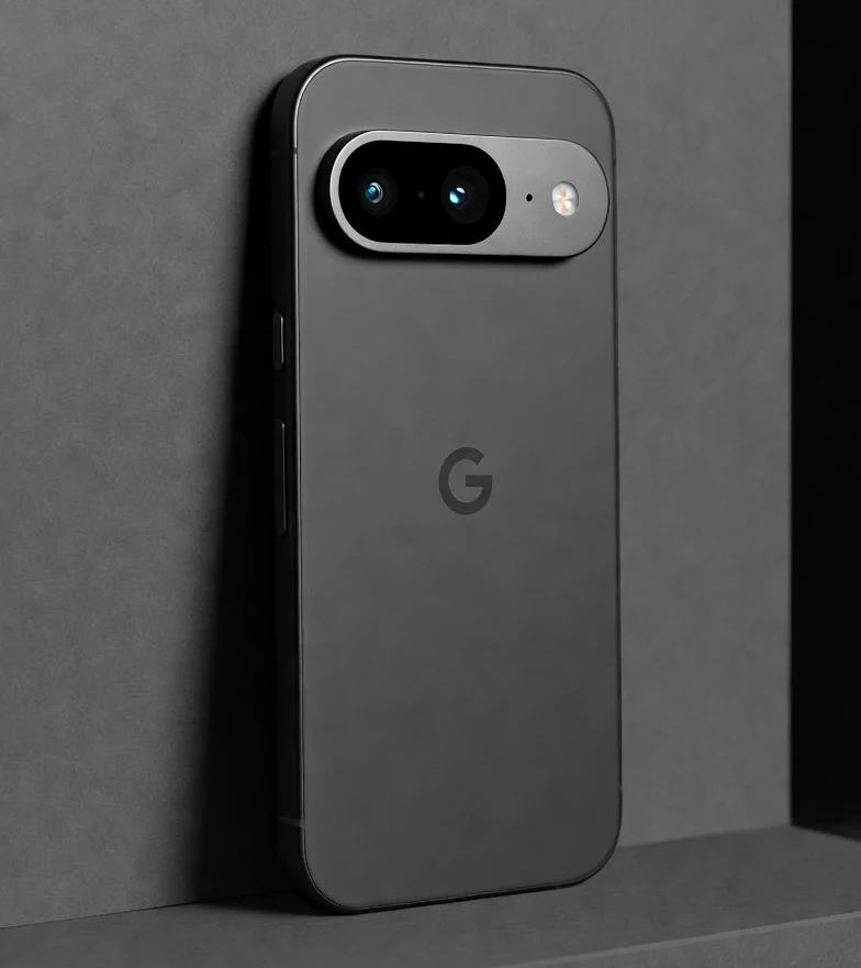 Detailed rear view of the dark phone and dual camera